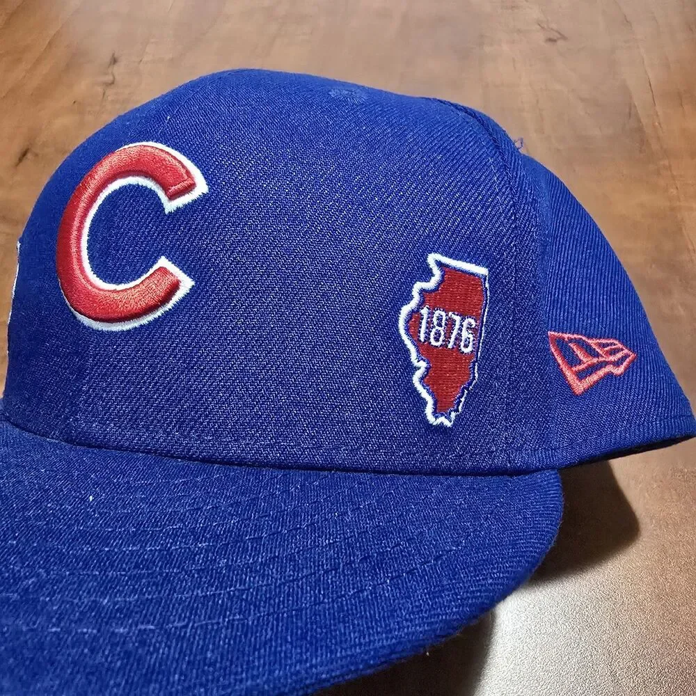 New Era Chicago Cubs 1876 Illinois State Patch Multi-logo Fitted Hat 7 5/8